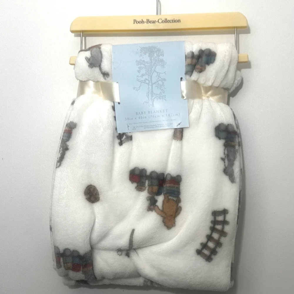 NWT Classic Winnie the Pooh Bear Collection A.A. Milne Baby Blanket Nursery Soft